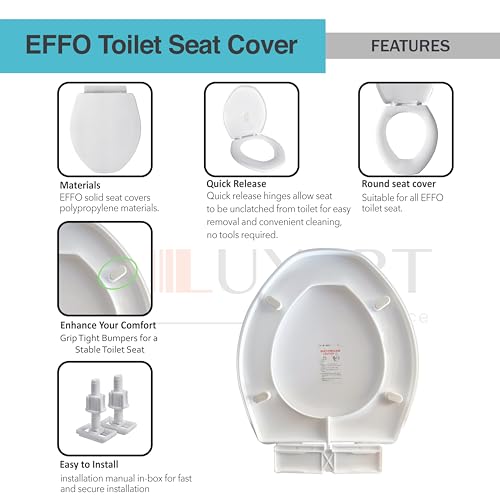 Image of LUXART Toilet Seat Cover 17.9L x 14.5W Inc Indian Commode Oval Seat Cover With Round Edge | EWC Non Soft Close Commode Cover With Installation Kit | PP Western Toilet Cover For Bathroom Commercial Use