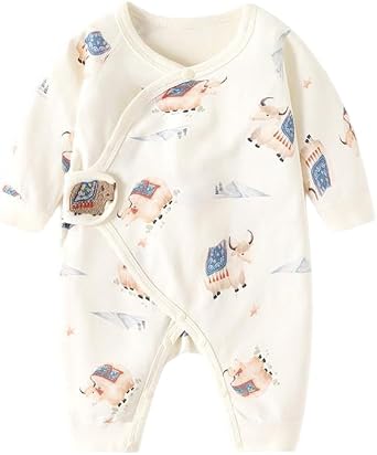 Newborn Romper Coming Home Outfit Unisex Cotton Pattern Button Jumpsuits for Infant Baby Boys Girls