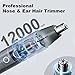 JISHO Rechargeable Ear and Nose Hair Trimmer for Men Women-12000 RPM Powerful Motor with Dual Edge Blades, Waterproof, USB Type-C, Easy to Clean Travel Size (2 Refills)