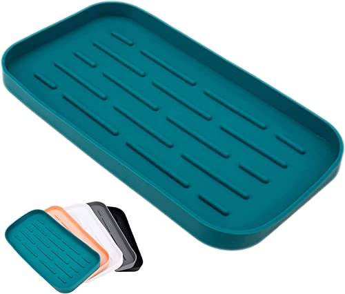HGYZE Tapis d'égouttement en silicone pour cuisine - Plateau fin - Passe au lave-vaisselle - 25 x 14 cm - Vert - Résistant à la chaleur Cover