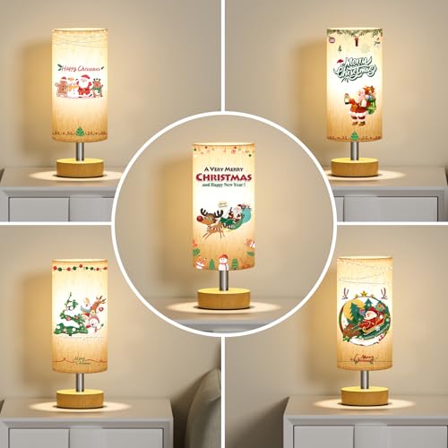 Image of Table Lamps Set of 2 (Cream Shade - Wood Base, 11.6 inch Inline Control)