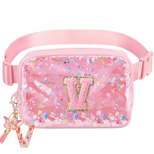 Image of Initial Fanny Pack for Girls - Belt Bag for Teens Kid Teen Girl Kid Birthday Gift Pink V