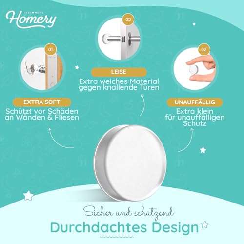 Türstopper Wand selbstklebend Transparent [12 Stück] – 20mm breite Türpuffer Wand & Türklinken Stopper, Stoßdämpfender Wandschutz für Türklinke, Anschlagpuffer für Türgriffe & Möbel