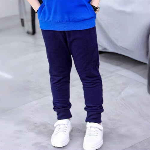 Toddler Boys Cotton Sweatpants Solid Baggy Active Pants Kids Adjustable Casual Elastic Waist Fall Winter Trousers2