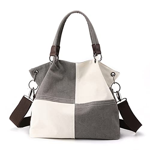 CORIOS Damen Schultertasche Canvas Handtasche Große Kapazität Umhängetasche Casual Tragetasche Multifunktionale Tote Beutel Henkeltaschen für Schule Arbeit Reise Shopper Grau