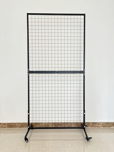 ZeJlo Grid Wall Panel Display Stand 3\' x 6\' Wire Gridwall Display Racks with T-Base Floorstanding Sturdy Wire Grid Wall Panels for Retail Displays Craft Shows 2-Pack Black