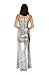 Dress the Population Women's Iris Sequin, Maxi, Bodycon, V-Neck Dress, Silver, Large
