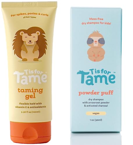 T is for Tame Kids Hair Care Essentials Bundle: Hair Gel & Dry Shampoo Duo for Taming Kids Hair with All Natural Ingredients (Gel-DryShampoo-Bundle)