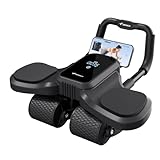 MERACH (メリック) 腹筋ローラー 4輪 LCDディスプレイ 自動スプリングバック スマートブレーキ type-c充電 スマホスタンド付き 膝マット付き 荷重200kg 組立簡単 静音 プロ 腹筋 ローラー 腹筋マシーン 腹筋マット アブローラー トレーニング エクササイズ ストレッチ ダイエット 筋トレ 器具 男性/女性 初心者/上級者 自宅 床傷つけない ブラック