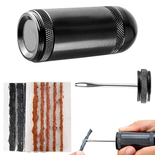 Kit De Parches para Llantas Sin Cámara | Kit De Parches para Neumáticos Pinchados De Bici De Carretera,Set con Envase Almacenador E Insertador para Aventuras En Terrenos Irregulares Y Senderos