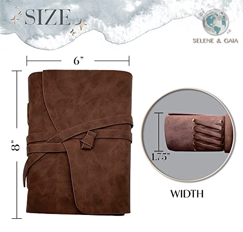 Selene-Gaia-Vegan-Leather-Journal-for-Men-and-Women-Vintage-Style-Journal-Soft-Cover-Writing-Notebook-with-Kraft-Brown-Paper-Travel-Diary-Dark-Brown-8x6-Kraft-Brown-Lined-Pages