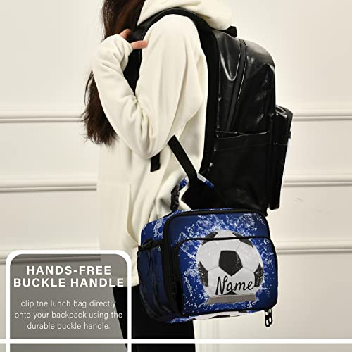 Glaphy Custom Soccer Lunch Bag For Boys Kids, Football Personalized Your Name Lunch Tote Bags Insulated Lunch Box For Office Work School Picnic #TOP5