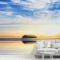 Wall Mural Beach and Blue Sea Removable Self-Adhesive Wallpaper Wall Decoration for Bedroom Living Room - 66x96 inches