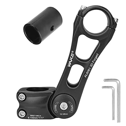 CYSKY Bike Stem Universal 31.8mm and 25.4mm Adjustable ± 90 Degree 145mm MTB Stem Bike Stem Riser Short Handlebar Stem for Mountain Bike Road Bike BMX City Bike Bicycle (145mm)