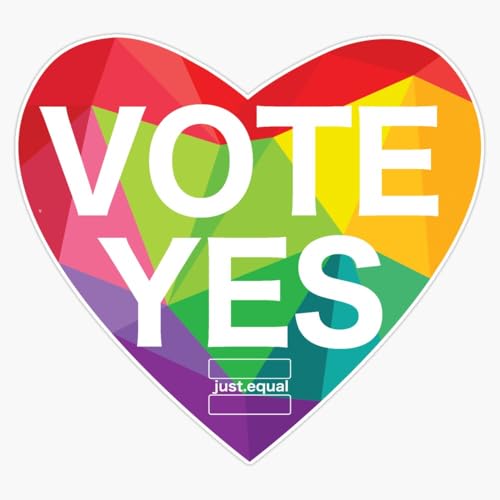 Vote Yes Rainbow Heart Marriage Equality LGBTQ Pride Support Political Campaign Advocacy 5" Vinyl Decal Bumper Sticker