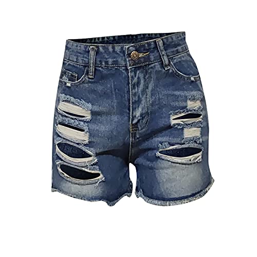 Womens Denim Shorts Jeans Shorts For Women Distressed Ripped Hole Frayed Raw Hem Shorts Mid Waisted Stretch Sexy Hot Short #TOP2