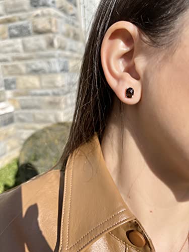 Le Vian 2 Carat Brown Smoky Quartz Oval Stud Earrings for Women I Rose Gold Plated 925 Sterling Silver Earrings for Her I Classic Unisex Push Back Studs I 8x6 mm Gemstone4