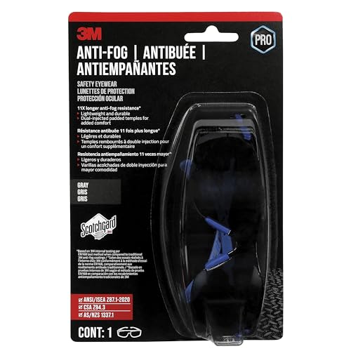 3M Anti-Fog Goggle with Scotchgard Protector, Black/Blue, Gray Lens, 1 pk