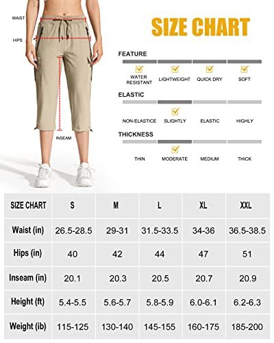 Capol Women's Cargo Capri Hiking Pants Quick Dry Lightweight Summer Pants Outdoor Casual Capris With Zipper Pockets Khaki Xl #TOP6