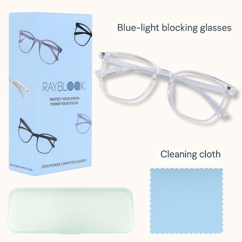 Image of UV Protection Glasses Blue Cut Blocking Harmful Rays Glasses for Men & Women Zero Power Computer Specs Eye Protection Lightweight Frame with Case & Cleaning Cloth