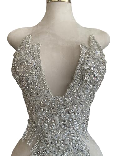Handmade-Silver-Glass-Rhinestones-Bodice-lace-Applique-Hand-Sewing-Beaded-Sequins-Trim-Patches-for-Dress-Clothes-Skirts-Multiple-Design-Styles-Accessories-H