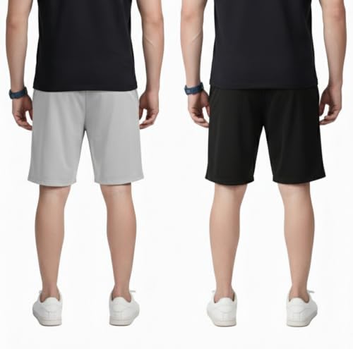 Image of DESNUDA Men Solid Sports & Running Shorts, Gym Shorts for Male Casual Shorts with Two Zipper and Drawstring Closure with Elastic (Pack of 2)
