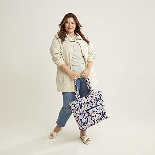 Vera Bradley Women's Cotton Vera Tote Bag, Amethyst Plaid - Recycled Cotton, One Size — view 6