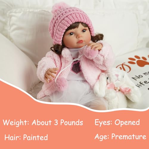 BABESIDE Reborn-Baby Puppe Mädchen Lebensecht 20 Zoll Kleinkind Realistisches Neugeborenen-Puppenmädchen mit offenen Augen Weicher Stoffkörper Baby-Puppe mit Haaren – Bild 6