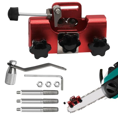 Gkumgwo Afilador de motosierra,Afilador de motosierra - Kit de afilado de motosierra de aleación de aluminio con 3 puntas - Herramienta portátil para afilar cadenas con manivela para motosierras y