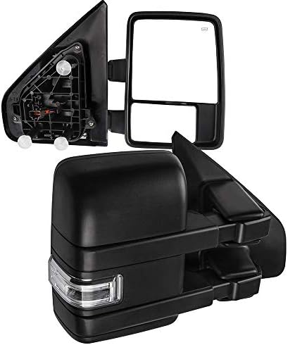 FEIPARTS Tow Mirrors Towing Mirrors Fit for 2004-2014 for Ford for F-150 Pickup Truck Towing Mirrors with Left Right Side Turn Signal Indicator Power Adjusted Heated Puddle Light with Black Housing