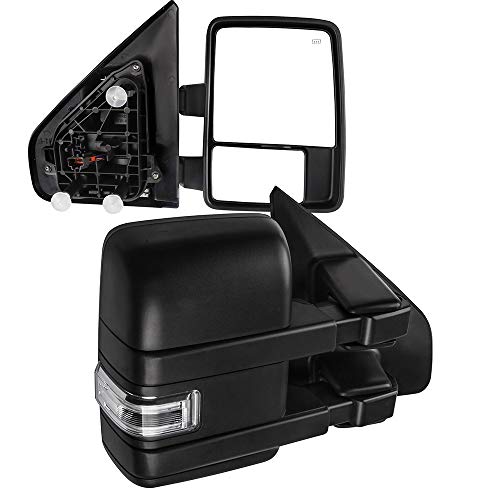 FEIPARTS Tow Mirrors Fit for 2004-2014 Ford F-150 Pickup Truck - Power Adjusted, Heated, Puddle Light with Black Housing