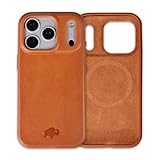 BLACKBROOK Leather Case for iPhone 17 Pro – Harlan Handcrafted Snap-On Cover, Full Grain Leather with TPU Bumper, MagSafe Compatible, Touch Glass Camera Button, Luxury Gift Box Tan