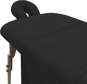 LONDON LINENS Pack of 2 Soft Microfiber Massage Table Sheets 3 Piece Set - Includes Massage Table Cover, Massage Fitted Sheet, and Massage Face Rest Cover Black