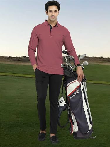 Image of STELLERS Men's Full Sleeve Polo T-Shirt | Feather Touch Feel | Odour Resistant | Wrinkle Free | Quick Dry | Stretchable | Lightweight | Anti-Static | UV Resistance | Anti-Microbial