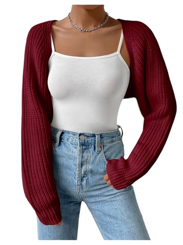 Image of Verdusa Women's Y2k Cropped Cardigan Sweaters Lightweight Knit Open Front Bolero Shrugs Spring Fall Outfits