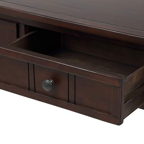 Pine Wood Media Console Table for Entryway Hallway, with Drawers and Shelf, Chestnut - Thumbnail 5