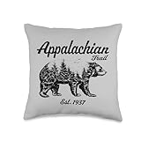 Vintage Appalachian National Scenic Trail Retro Bear Throw Pillow