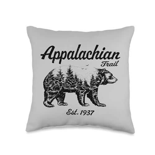 Vintage Appalachian National Scenic Trail Retro Bear Throw Pillow