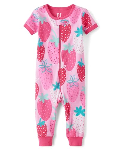 Image of The Children's Place Baby Girls' And Newborn 100% Cotton Short Sleeve Zip Front One Piece Footless Pajamas