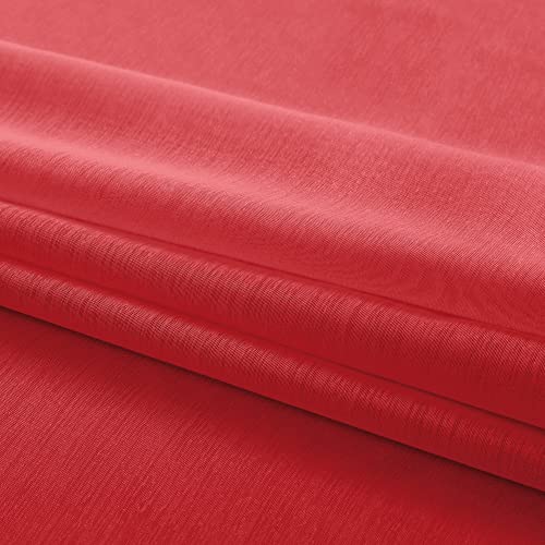 Mrs.naturall Red Short Curtains 45 Inches Long For Kitchen Bathroom Set Of 2 Panels Grommet Sheer Drapes Voile Curtain For Boys Teen Girls Bedroom Small Windows #TOP5