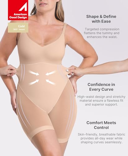 SHAPELLX Women Shapewear Bodysuit Tummy Control Body Shaper Butt Lifting Seamless Sculpting Body Suit3