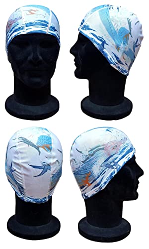 Blue Reef Stunning Asian Oriental Art Inspired Graphic Designs Spandex Elasticated Pull On Swim Cap For All Ages 3+ Years (Sea Serpent) - Image 2
