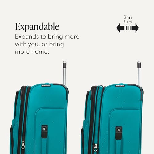 Image of SWISSGEAR Sion Softside Expandable Spinner Luggage Durable Lightweight Travel Suitcase, Teal, Checked-Large