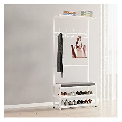 Meuble d'entrée moderne blanc en métal avec banc de rangement de qualité supérieure