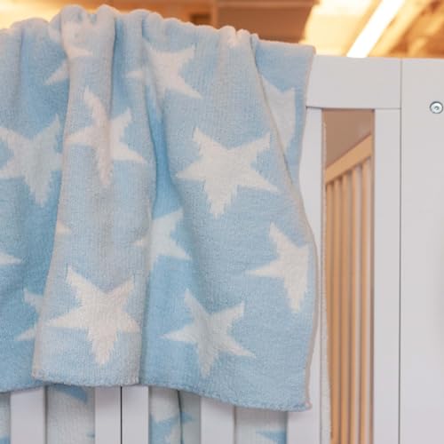 Image of Chenille Baby Blanket for Boys & Girls, Soft Plush Toddler Blanket, 40x30 Inches (Blue Stars)