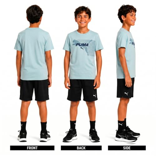 Image of PUMA Boys T-Shirts Athletic Crewneck Short Sleeve Tees (Sizes S-XL) | Soft Breathable Cotton Blend, Comfortable Casual Fit, Great for School, Play & Everyday Wear
