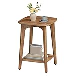 VASAGLE Side Table, Small Square End Table with Lower Shelf, Nightstand for Small Spaces, Living Room, Bedroom, Honey Brown LET236K01