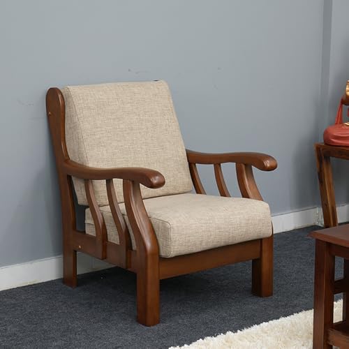 Image of Royaloak Penang Malaysian Wooden Sofa 1 Seater | Solid Wood Sofa | Washable & Removable Cushion Covers | Durable & Long Lasting | Super Soft Cushions | Sleek Design | Malaysian Collection | Modern