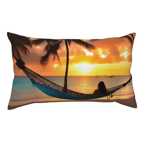 Taie d'oreiller en noix de coco avec fermeture éclair dissimulée Motif hamac 91 x 50 cm