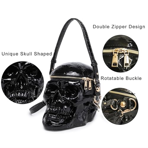 Skull Shaped Purse Crossbody Shoulder Bag Weird Horror Gothic PVC Handbag Halloween Top Handle Bag3